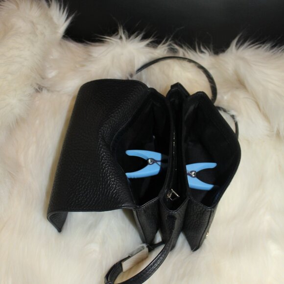 Aritzia Auxiliary Calisch Leather Flap Crossbody Black lined shoulder mini bag - Picture 7 of 9